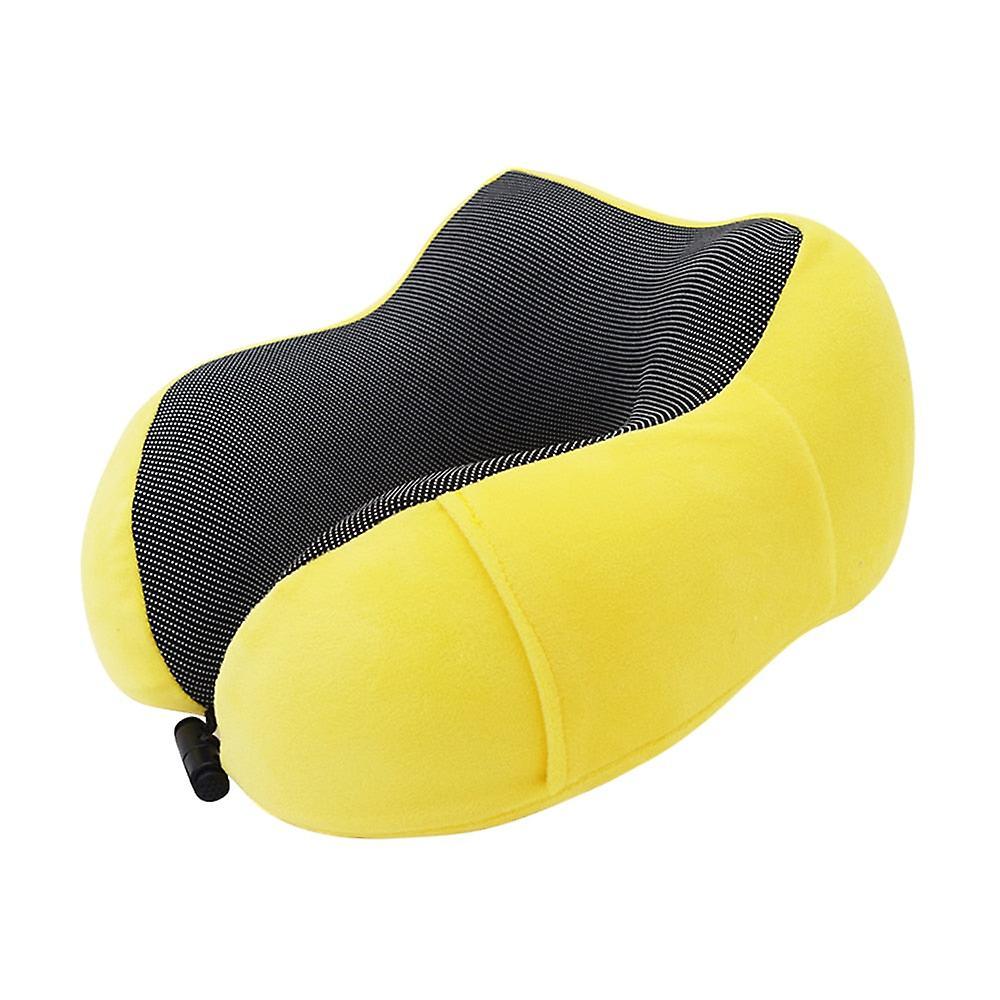 GreenZech U shaped memory foam neck soft travel pillow solid relieve pressure Yellow