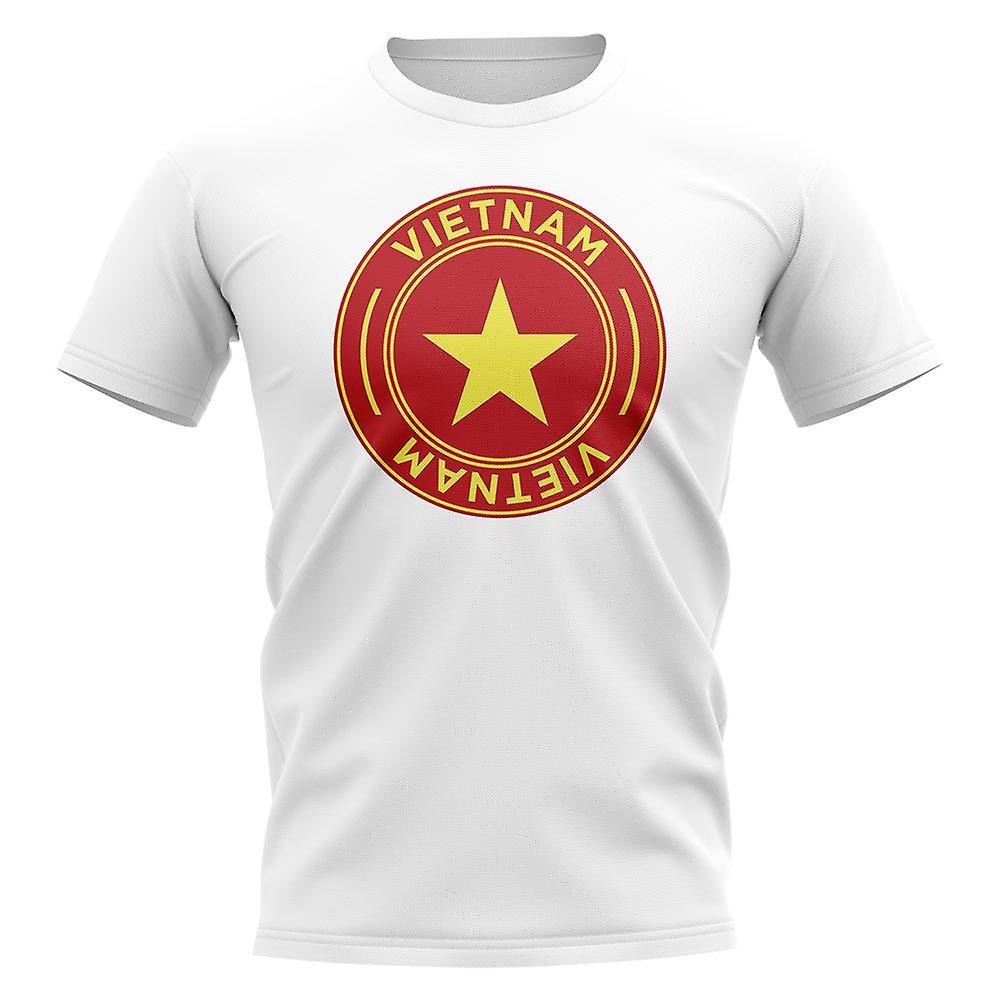 UKSoccerShop Vietnam Football Badge T-Shirt (White) XLB (12-13 Years)