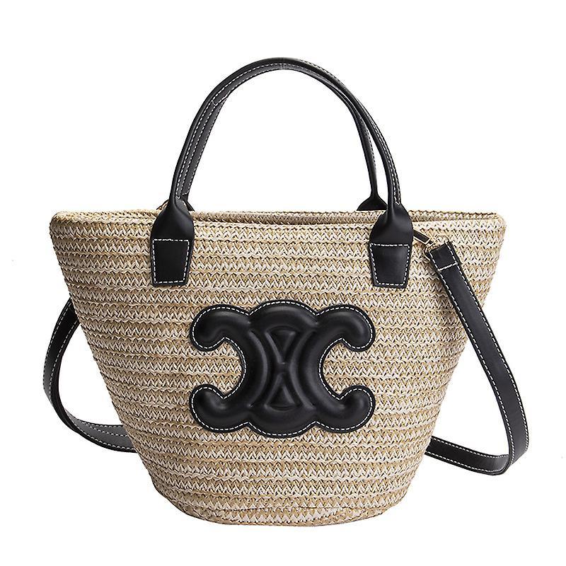 Ssrgv Ladies Straw Tote Bag, Ladies Beach Bag, Rattan Bag Oversized Beach Bag, Black