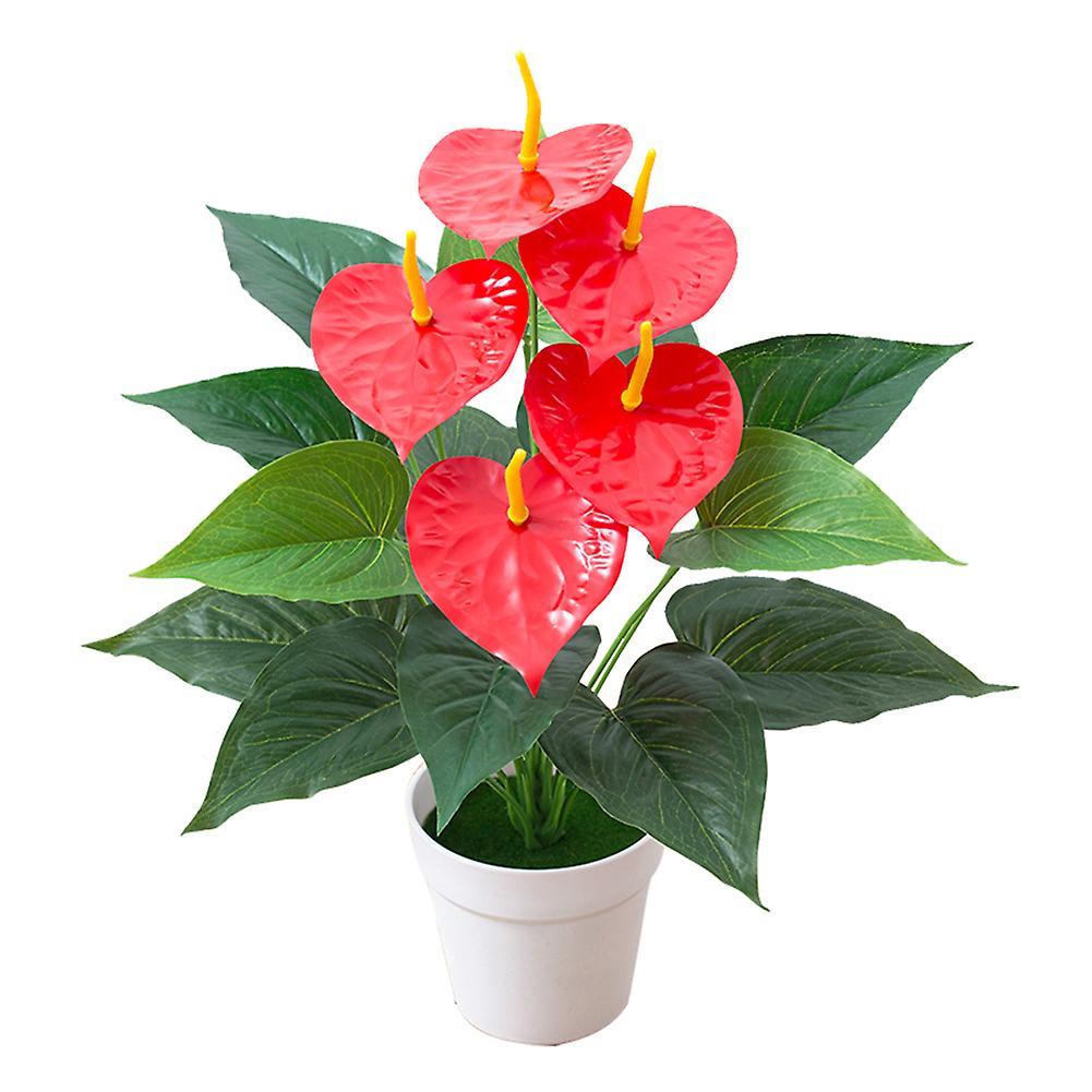 Ruili 21" 53cm Artificial Tropical Plant Real Touch Anthurium Bouquet Flowers 5 Heads Wedding Home Decoration