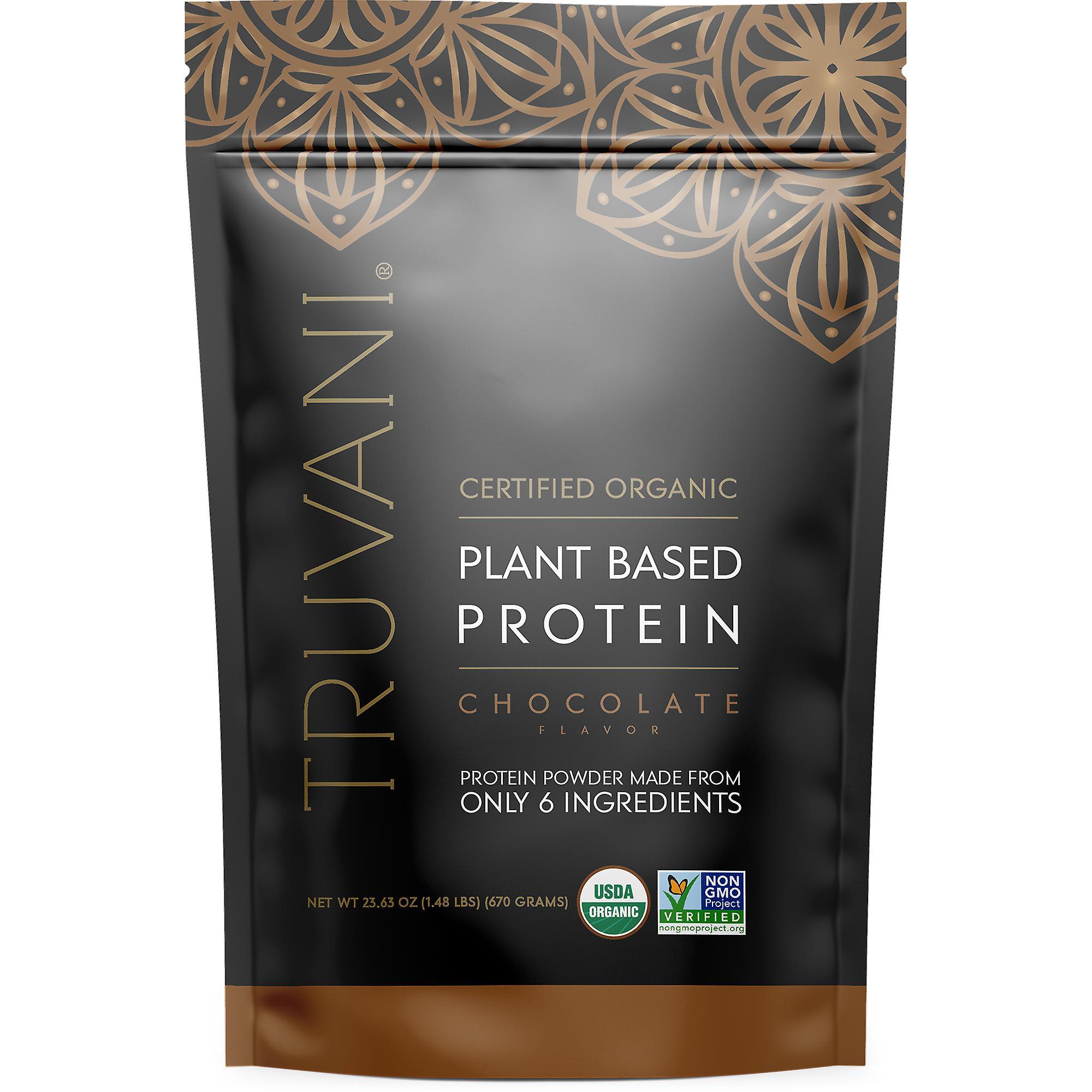 Truvani Plant Based Protein Powder - Chocolate Usda Certified Organic Protein Powder - Vegan, Non-gmo, Dairy, Soy & Gluten Free (1pk, 20 Servings)