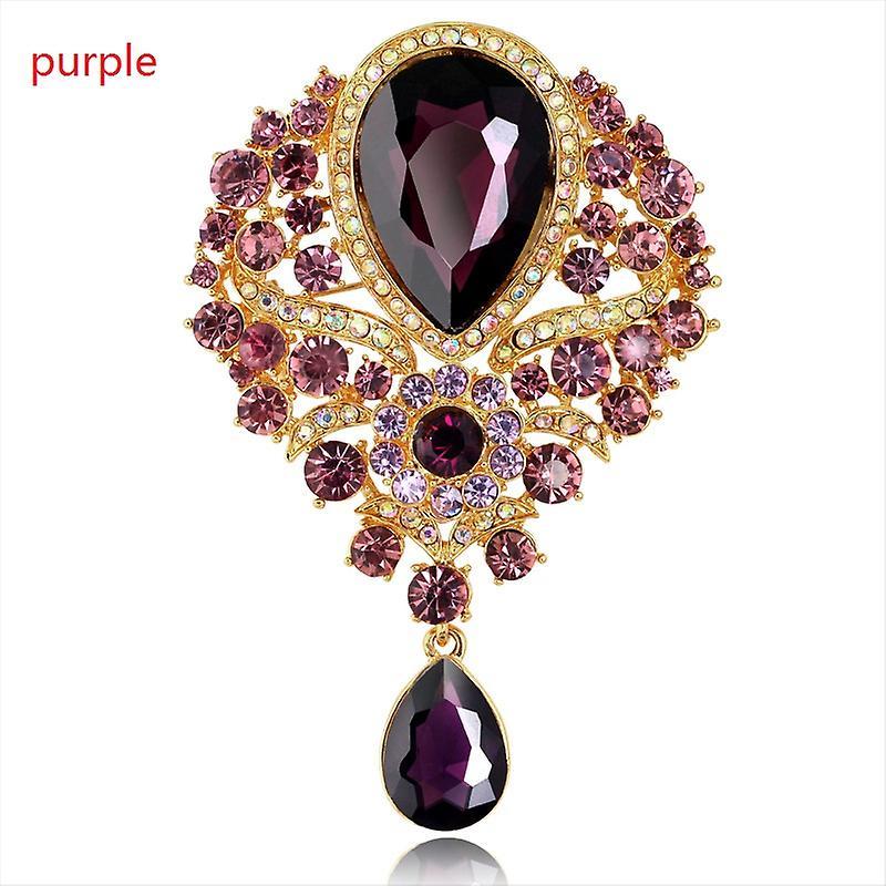 DUQI Large Crystal Water-drop Brooches for Women Vintage Fashion Pendant Style Elegant Wedding Pins Party Jewelry Style 3