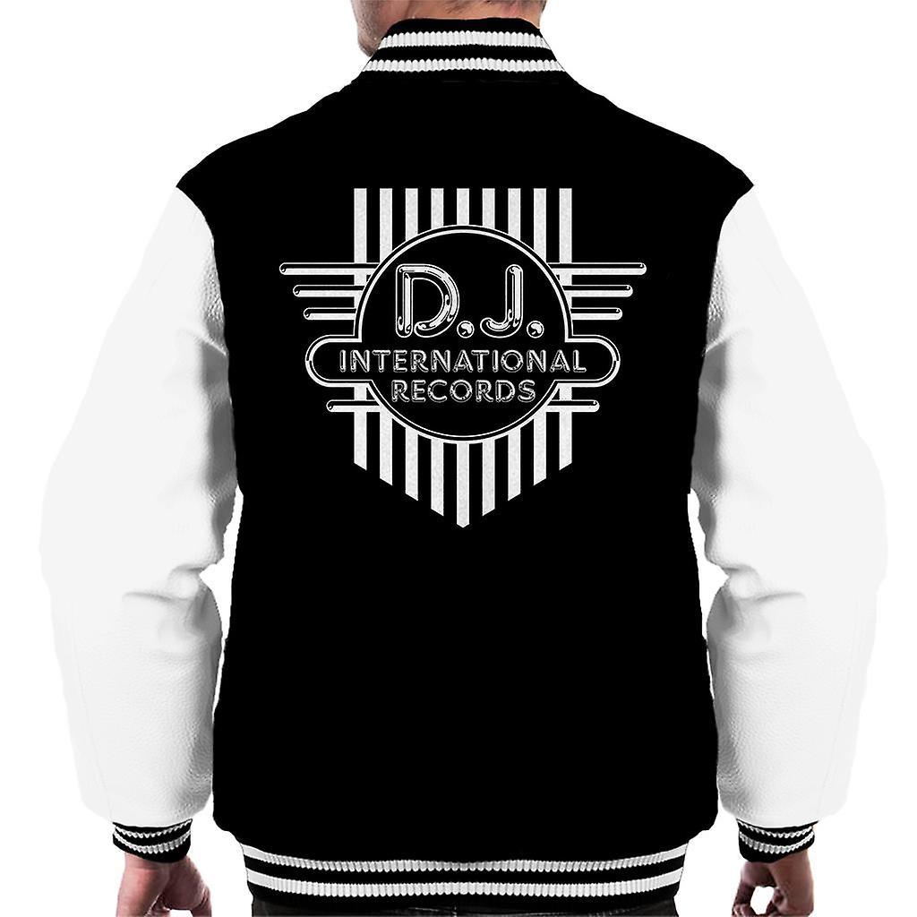 DJ International Records Cross Logo Men's Varsity Jacket Black/White Large