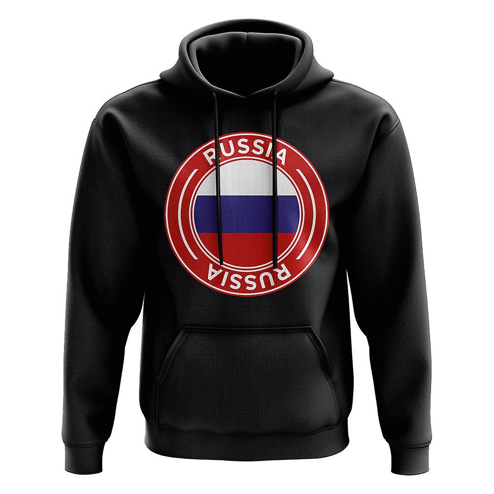 UKSoccerShop Russia Football Badge Hoodie (Black) XL (45-48 inch)