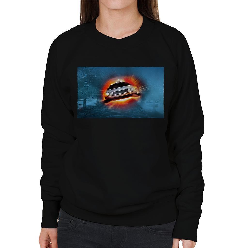 Back to the Future Delorean Cinematic Take Off Women's Sweatshirt Black X-Large