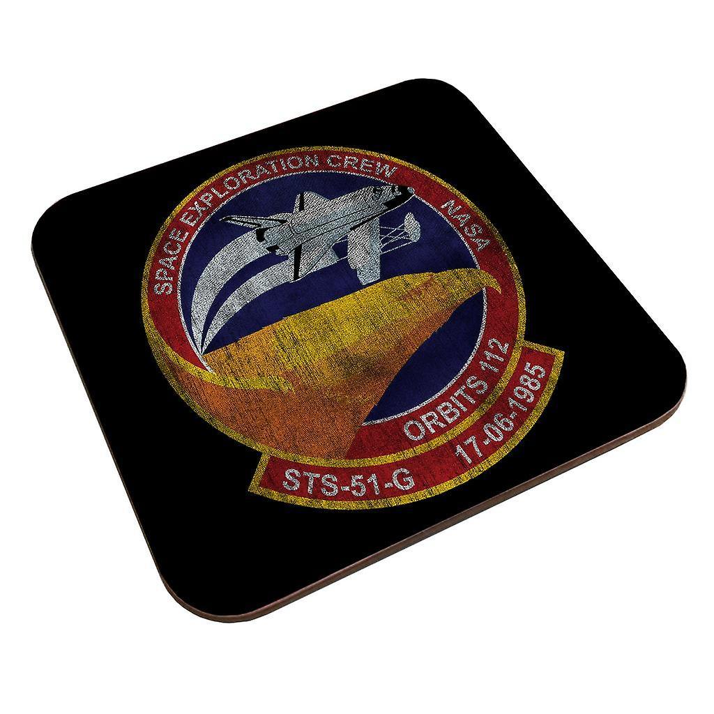 NASA STS 51 G Discovery Mission Badge Distressed Coaster Black 9 x 9 cm