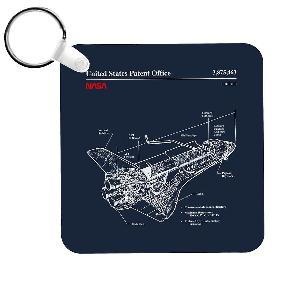 NASA Shuttle Structure Blueprint Keyring Navy Blue 5cm x 5cm