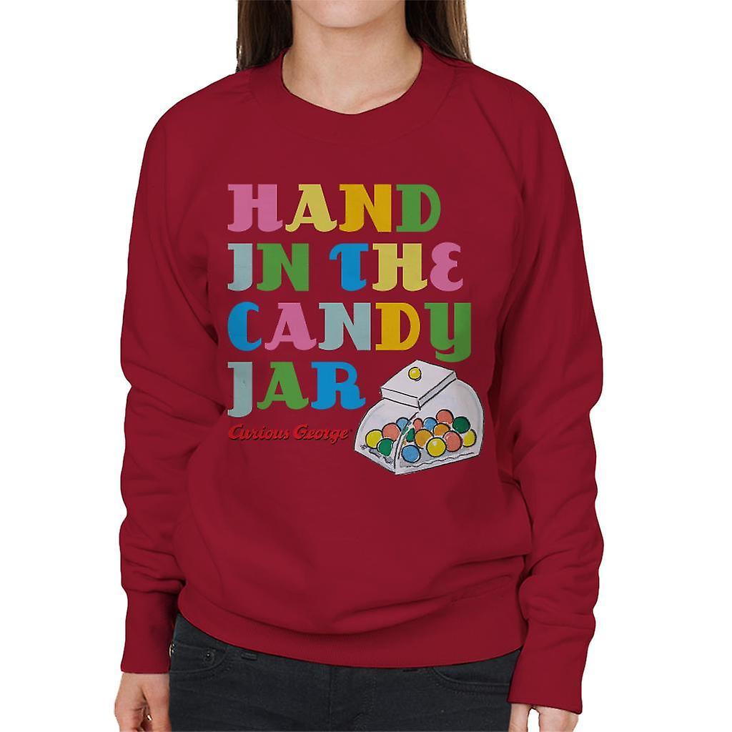 Curious George Hand In The Candy Jar Women's Sweatshirt Cherry Red X-Large