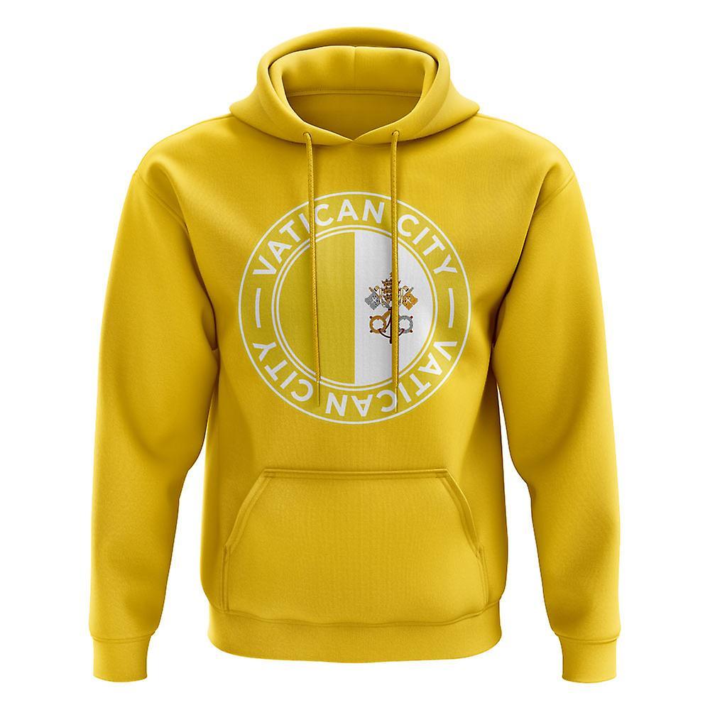 UKSoccerShop Vatican City Football Badge Hoodie (Yellow) XLB (12-13 Years)