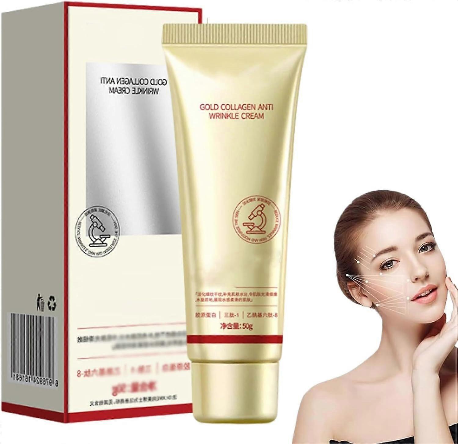 Unbrand Gold Collagen Anti-Wrinkle Cream,Collagen Anti Wrinkle Cream,Collagen Face Cream,Anti Wrinkle Collagen Hyaluronic Acid Face Cream 3Pcs