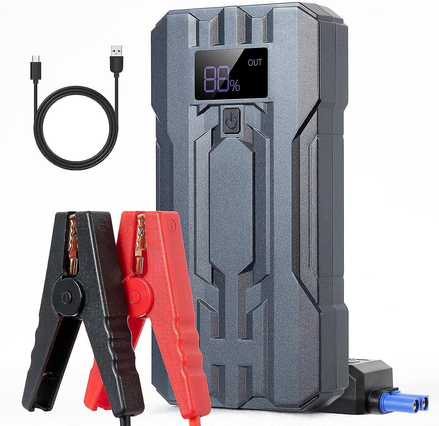 Shindat Battery Booster, Portable Jump Starter, Car Jump Starter, With Large Lcd Screen, 12v Jump Starter With Led Lamp, Quick Charge