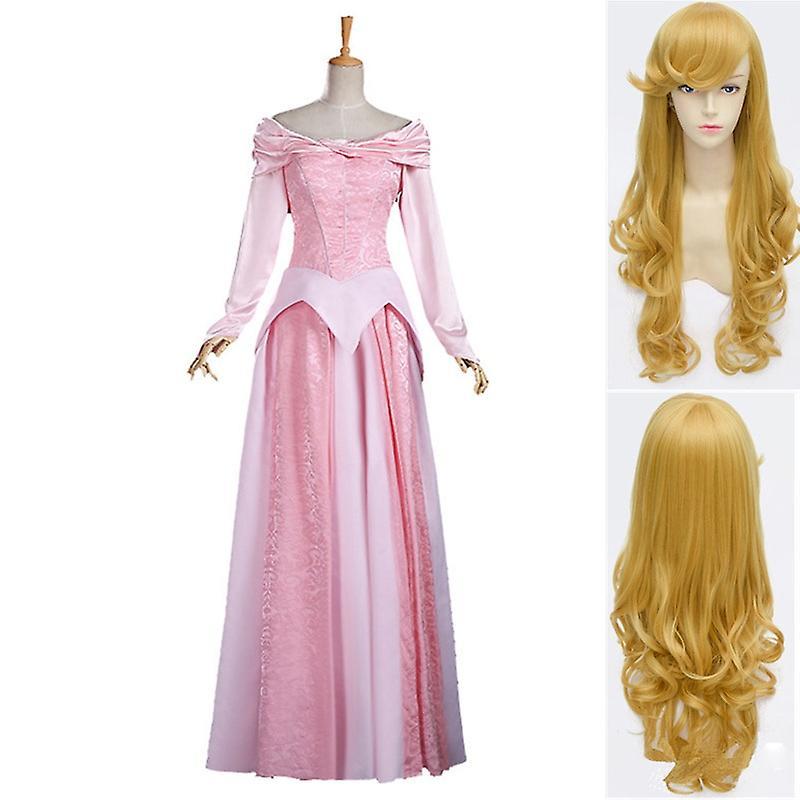 Sanne 2024 Aurora Dress Princess Briar Rose Sleeping Beauty Cosplay Adult Aurora Costume Girls Aurora Wig Hair Fancy  Dress Women Party L