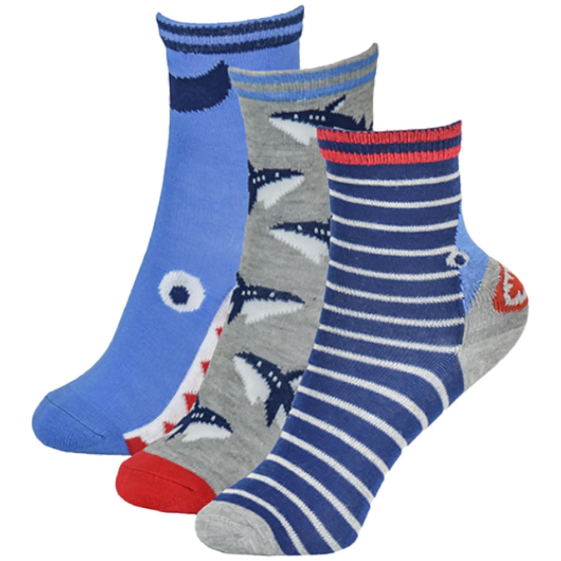 A2Z 4 Kids Kids Boys Socks Pack of 3 Trainer Socks Dinosaur Shark Socks Age 2-10 Yr 7-10 Years (12.5-3.5)