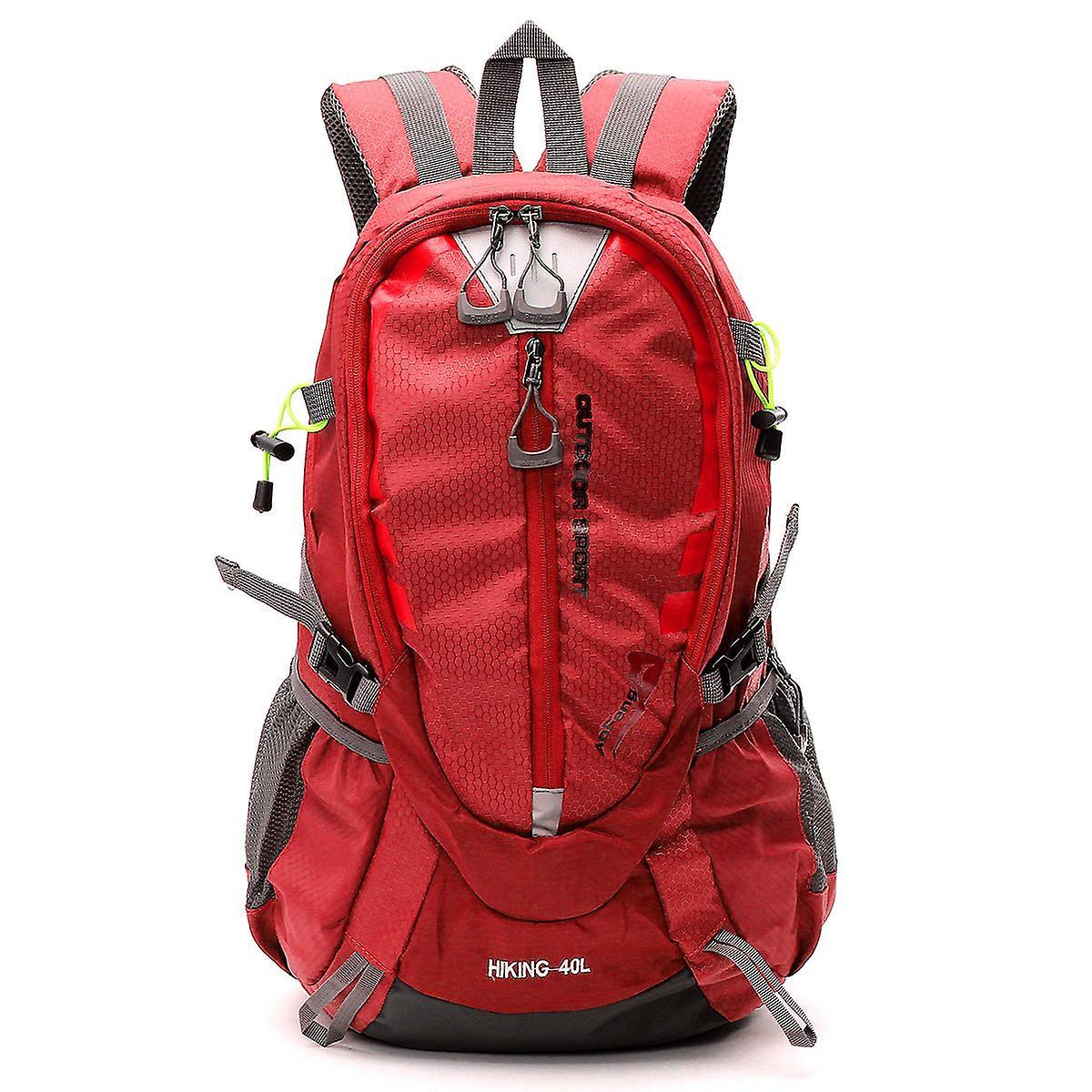 GreenZech Waterproof travel backpack for hiking climbing camping mountaineering cycling 40l Red