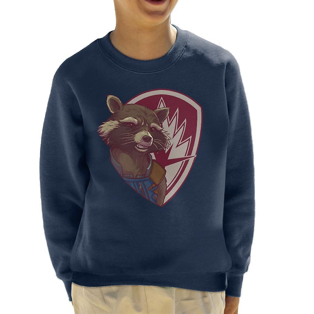 Marvel Guardians Of The Galaxy Vol 2 Rocket Raccoon Shield Kid's Sweatshirt Navy Blue Small (5-6 yrs)