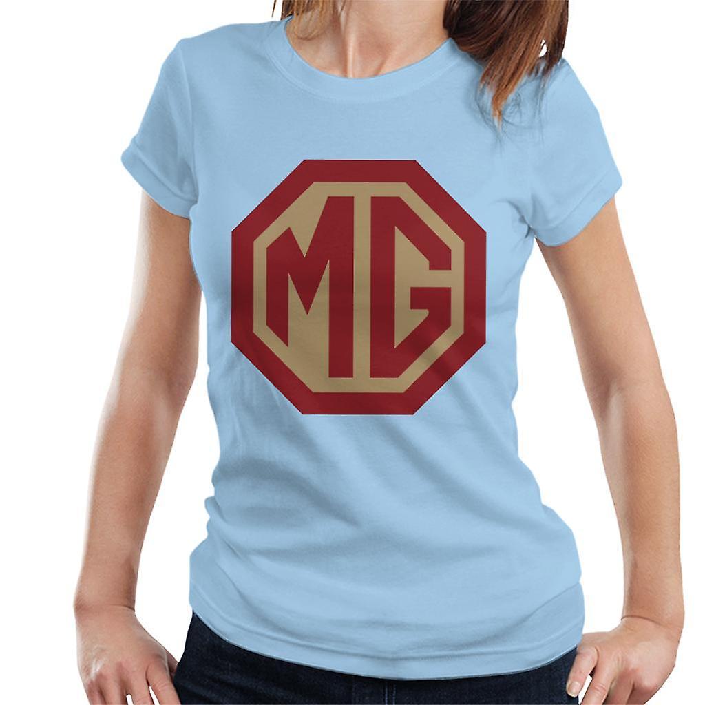 MG Red And Gold Logo British Motor Heritage Women's T-Shirt Sky Blue X-Large