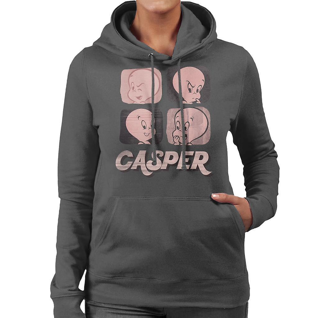 Casper The Friendly Ghost Facial Expressions Women's Hooded Sweatshirt Charcoal XX-Large