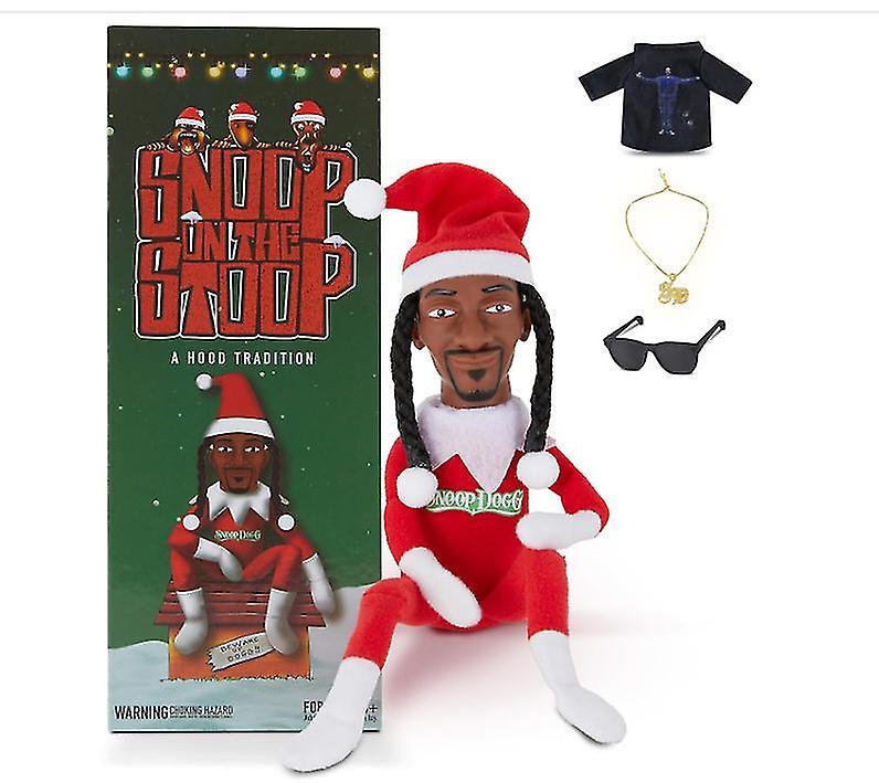 Mingerda Snoop on the Stoop - Snoop Dogg Doll Christmas Plush Figurine Toy Ornament Gift(Chien avec coffret cadeau)