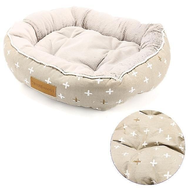 Slowmoose Round Bed For Pet Dogs, Cat House Sofa And Puppies beige elliptical 6 M  55x45x16 cm