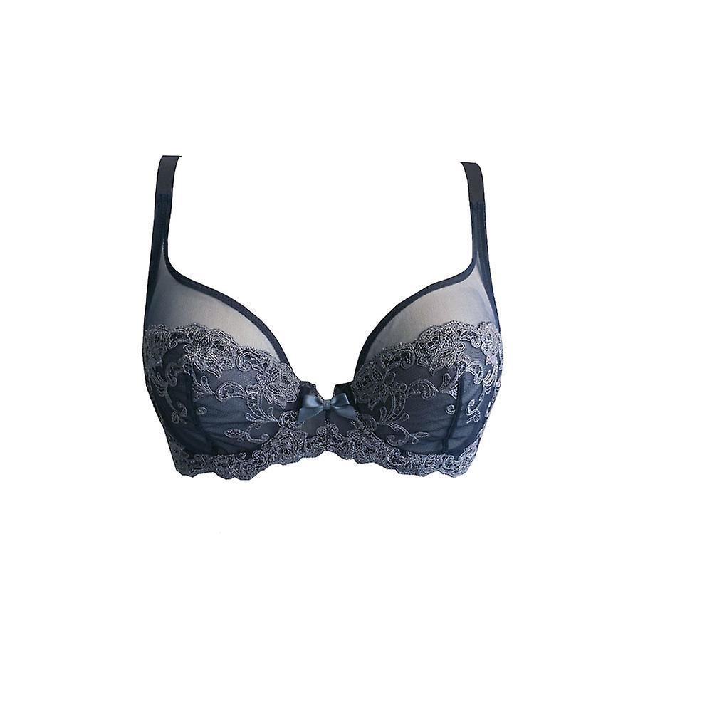 AMBRA Lingerie Bras Platinum Fashion Soft Cup Bra Blue 0337F 70C