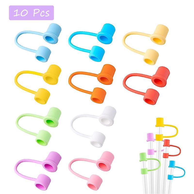 Vobobe 10Pcs Straw Covers Reusable Dust-Proof 10 mm Straw Tips Lids with Handle 30&40 Oz for Stanley Cup