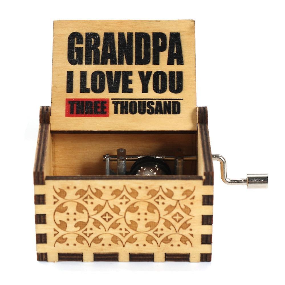 Slowmoose Hand Crank, Wooden Music Box To Someone Special Grandpa I LOVE YOU