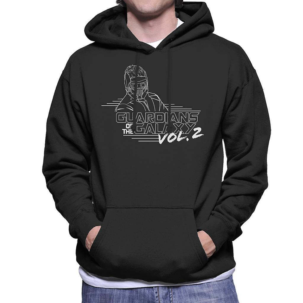 Marvel Guardians Of The Galaxy Vol 2 Star Lord Black And White Men's Hooded Sweatshirt Medium