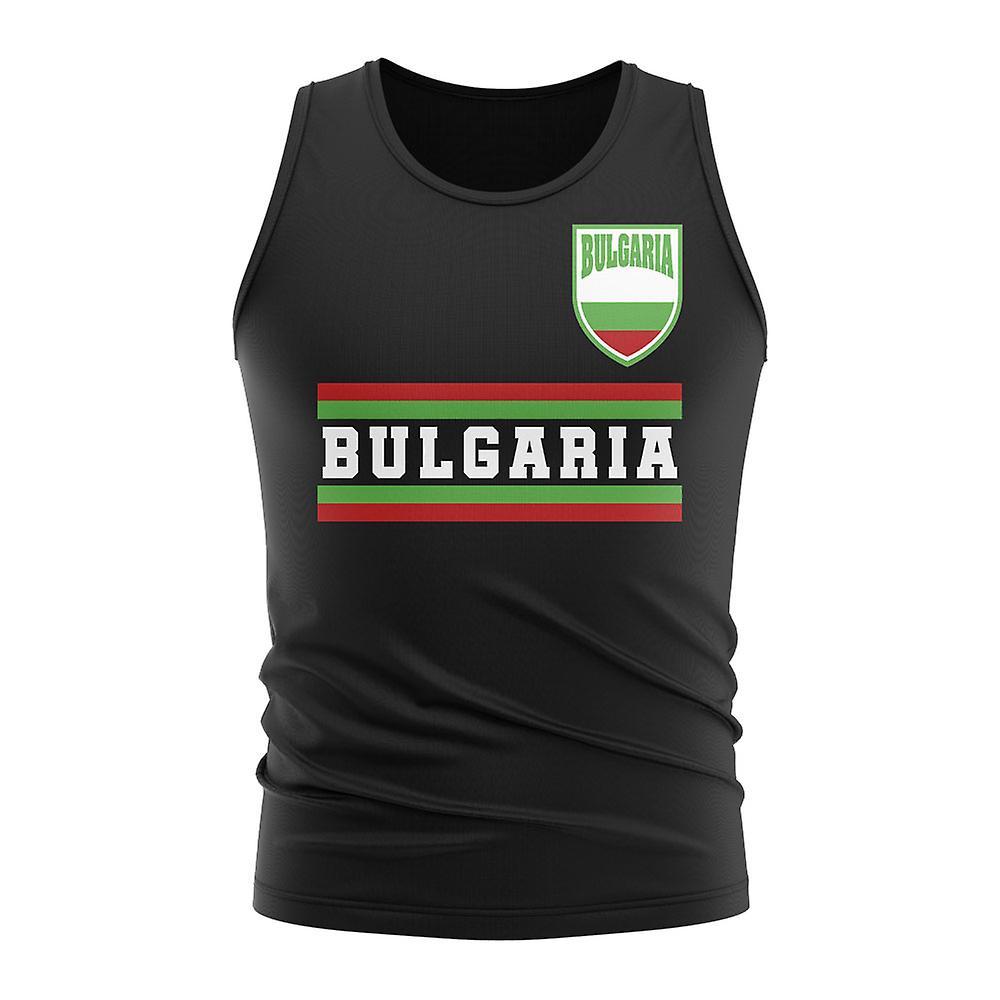 UKSoccerShop Bulgaria Core Football Country Sleeveless Tee (Black) XSB (3-4 Years)