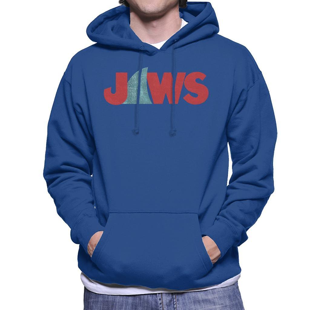 Jaws Shark Fin Logo Men's Hooded Sweatshirt Royal Blue Medium