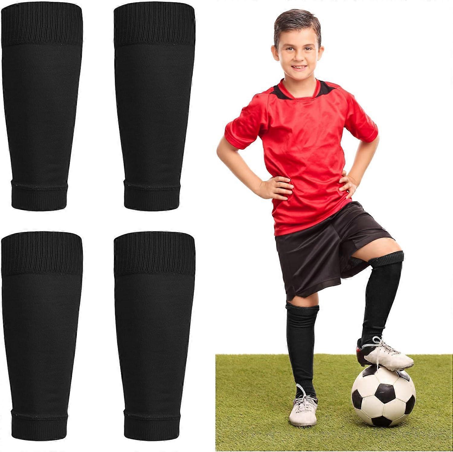 Rhafayre 2pcs football socks sets football leg guards team leg socks sets cut football socks suitable for football game beginners black child