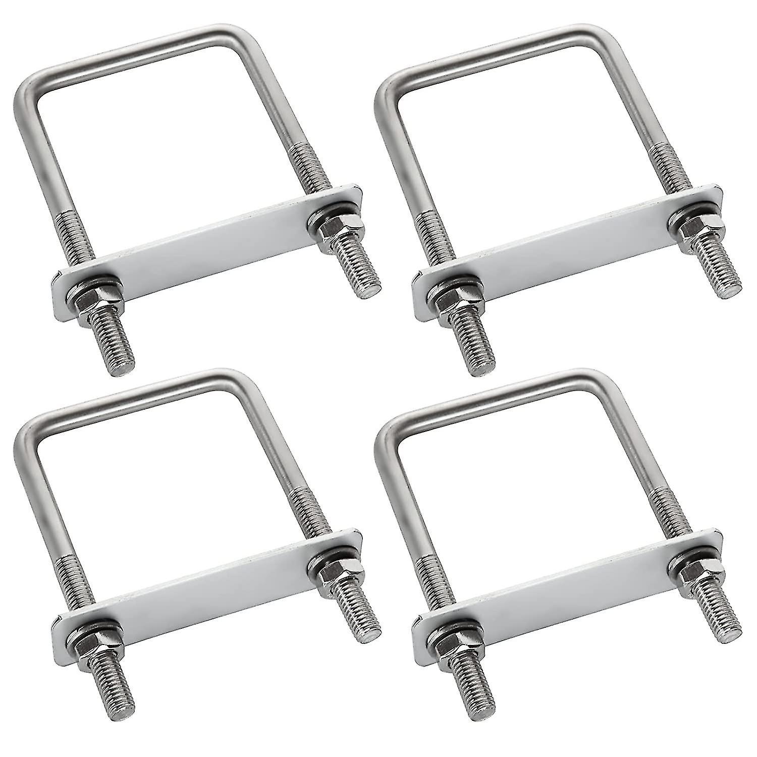 4 Pieces Fixing Clamp, U Bolt Fixing, U Bolt, Roof Box Fixing, Durable Frame, Stainless Steel Square U Bolt, For Towing, Repair, Boat, Car - Snngv