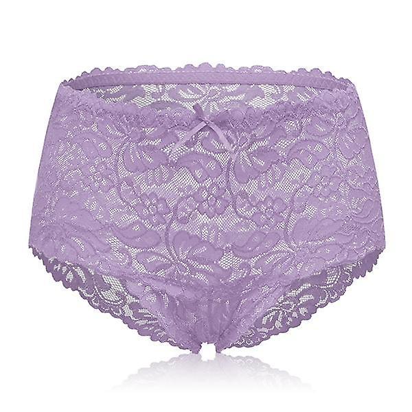 GreenZech High waist hollow lace panties Light purple 10