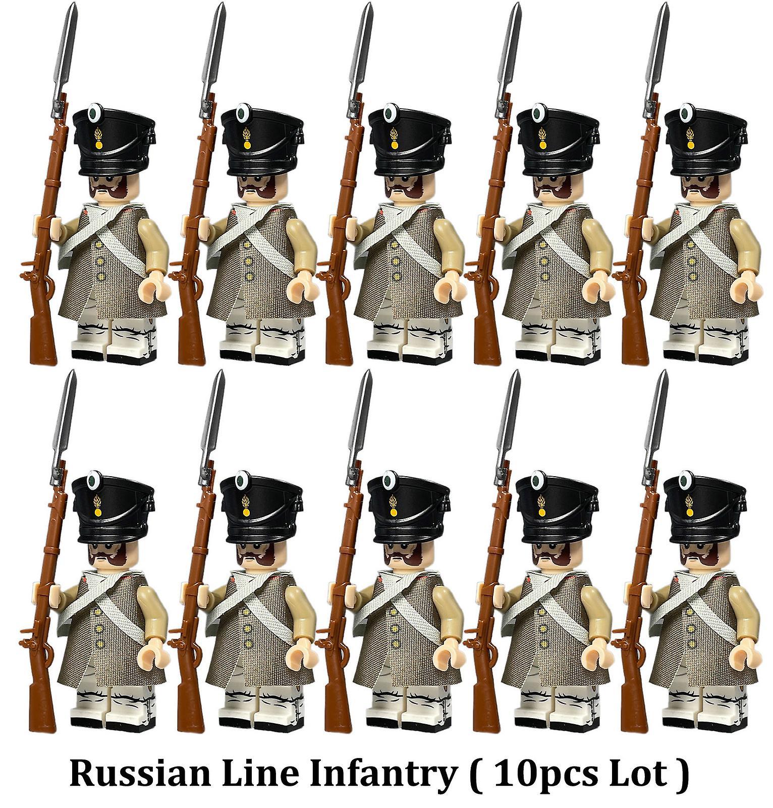 Sunvivid 10PCS MinifiguresThe Napoleonic Wars Russian Infantry Collection Army Set Type C