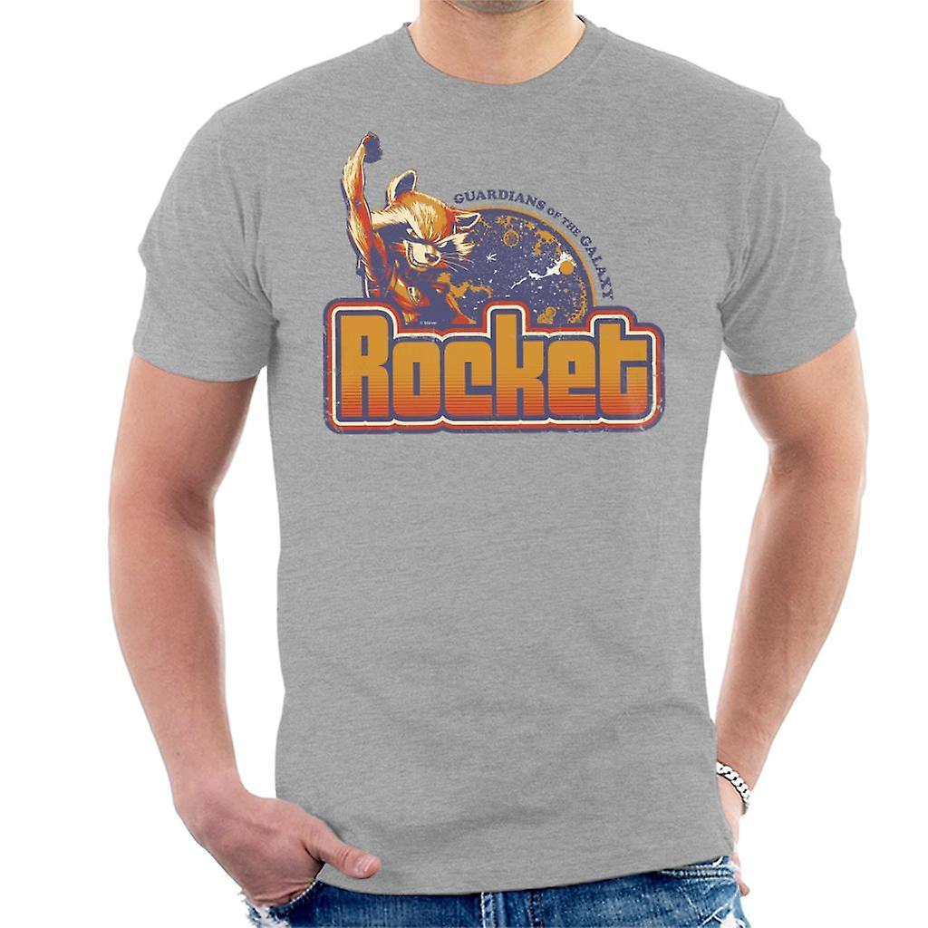 Marvel Guardians Of The Galaxy Retro Rocket Raccoon Men's T-Shirt Heather Grey XX-Large