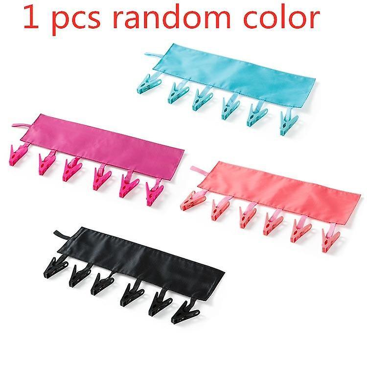 Slowmoose Foldable Portable Hanger Fabric Tie Racks, Clips For Clothes Towel Socks random color