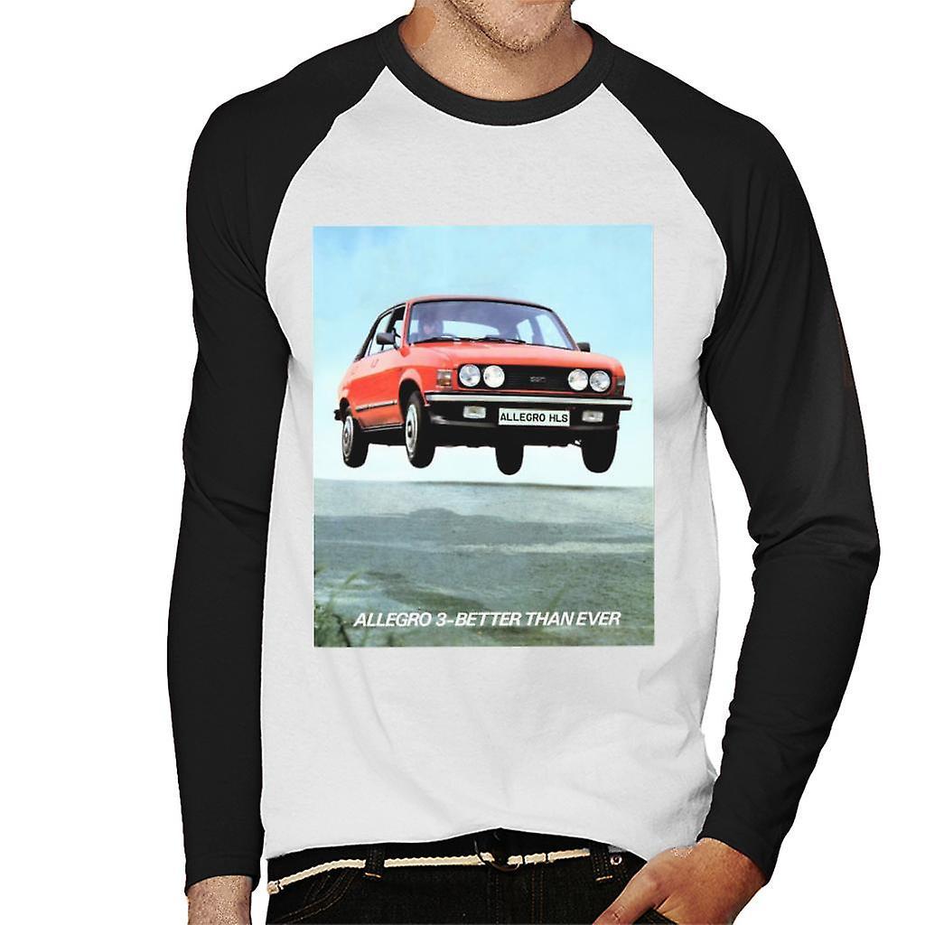 Austin Allegro 3 Better Than Ever British Motor Heritage Men's Baseball Long Sleeved T-Shirt White/Black Large