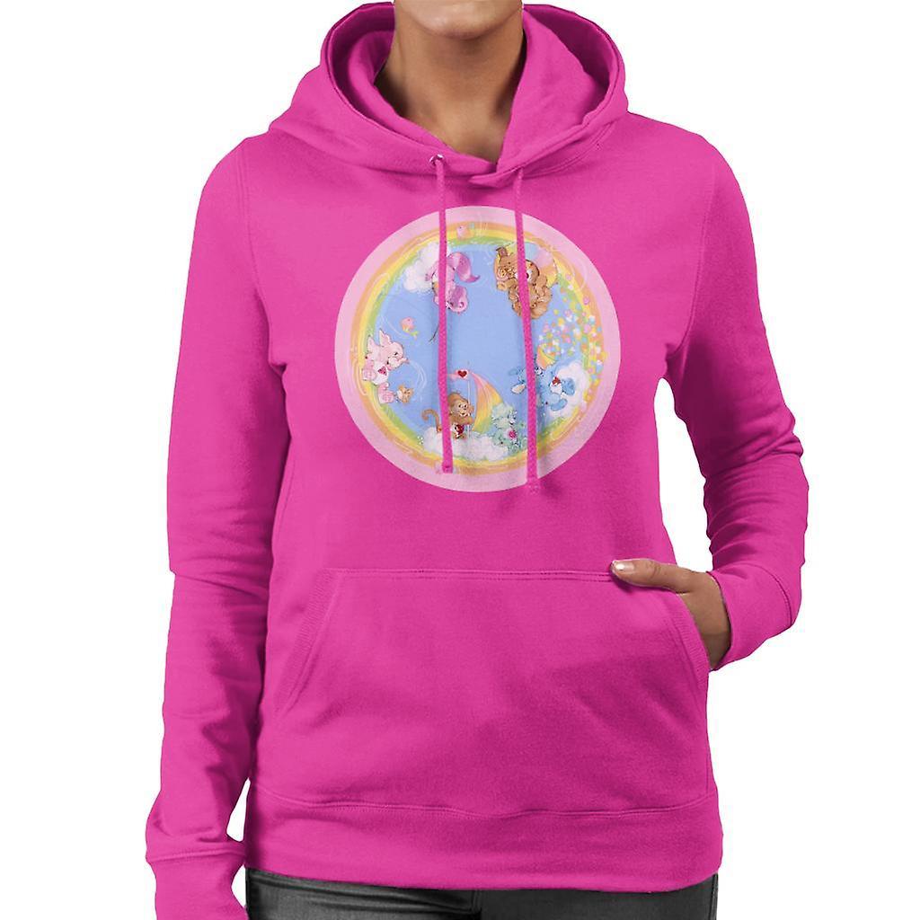 Care Bears Playful Heart Monkey Rainbow Cloud Boat Women's Hooded Sweatshirt Hot Pink Medium