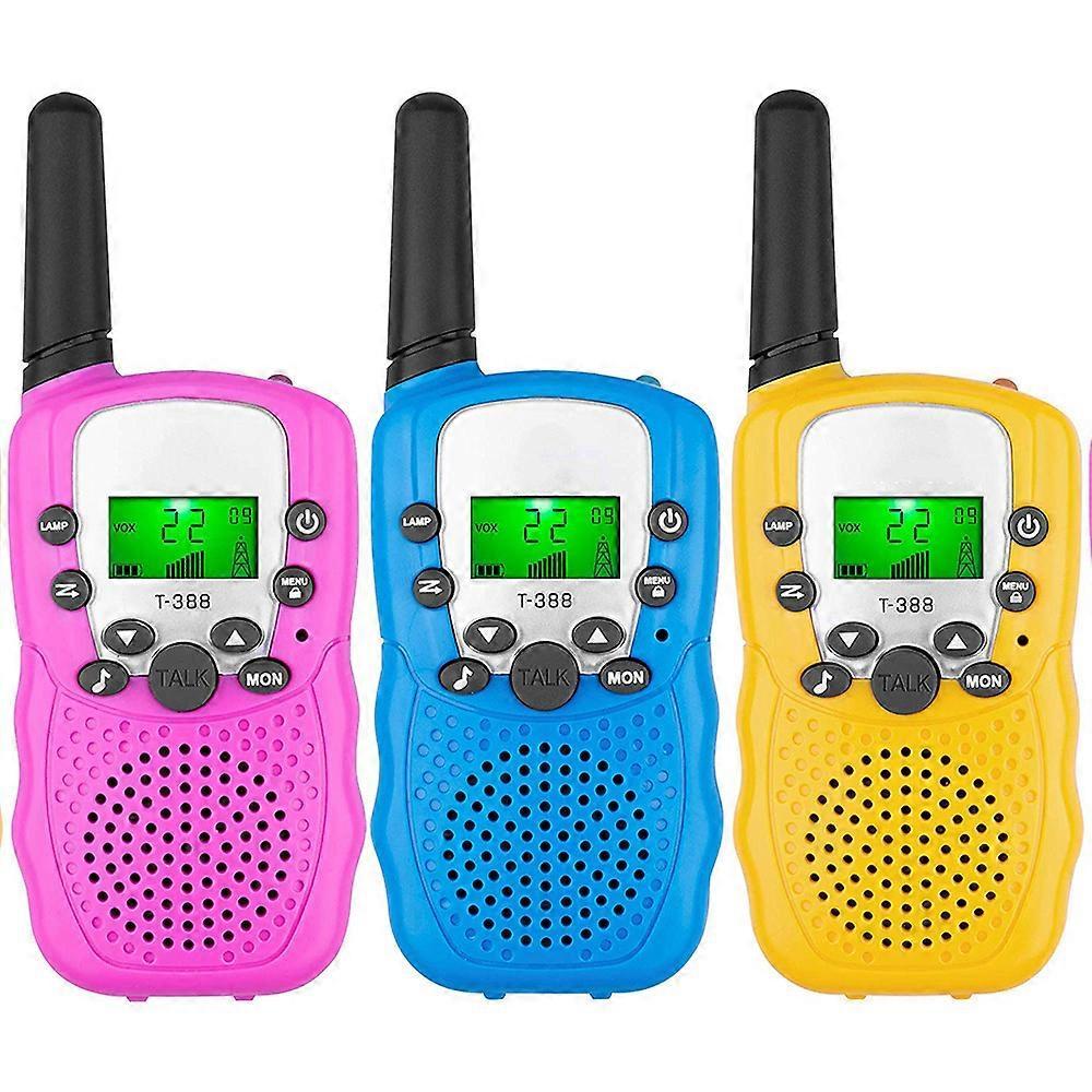 Wonderful Kids Walkie Talkies 3 Pack, 3 Miles Long Range with Backlit LCD Flashlights Walkie Talkies for Kids Age 3-12 Year Old, 2 Way Radio Toys f...