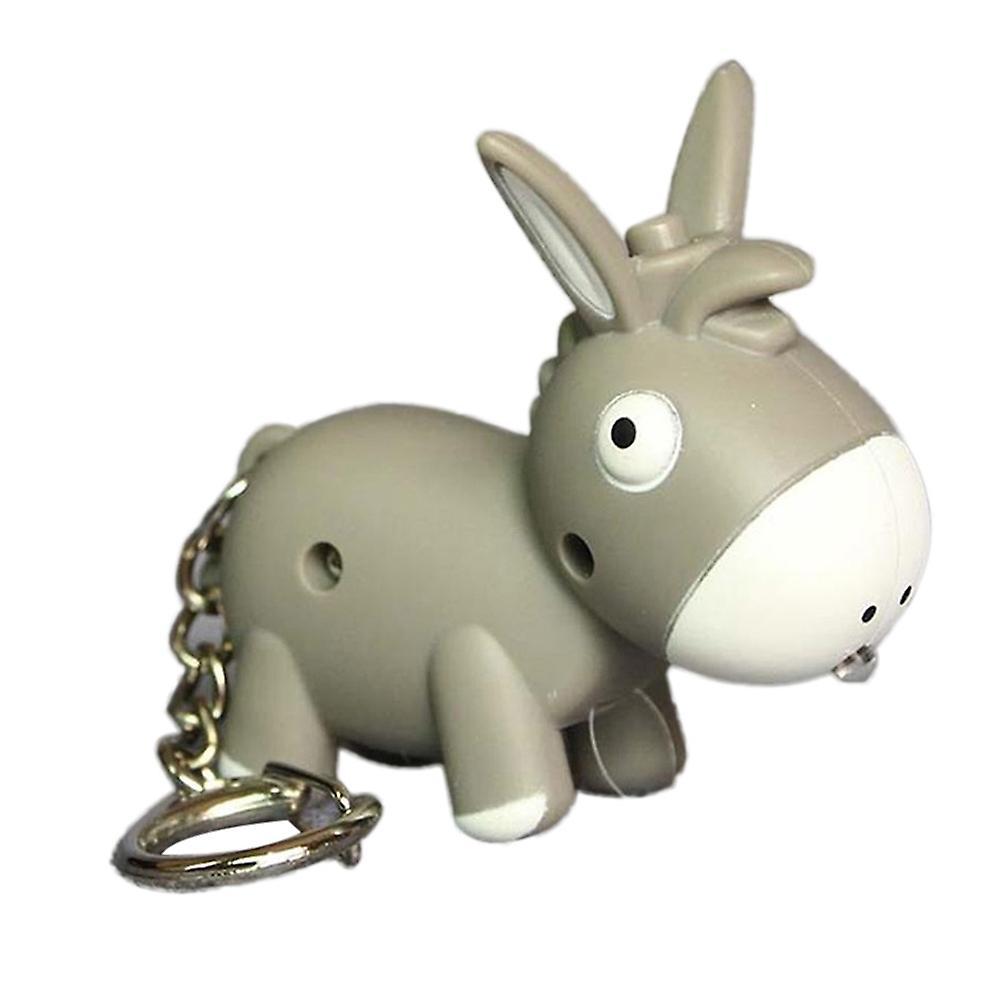 ohfruit Lovely Donkey Pendant LED Sound Keyring Car Key Chain Handbag Hanging Decor Gift Grey