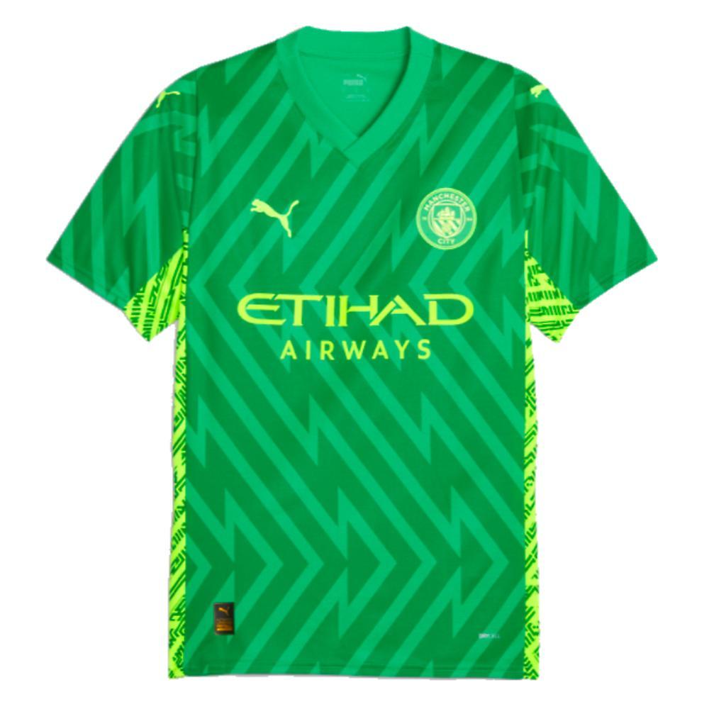 Puma 2023-2024 Man City Goalkeeper Shirt (Green) - Kids 11/12 Years - 30-32 inch Chest