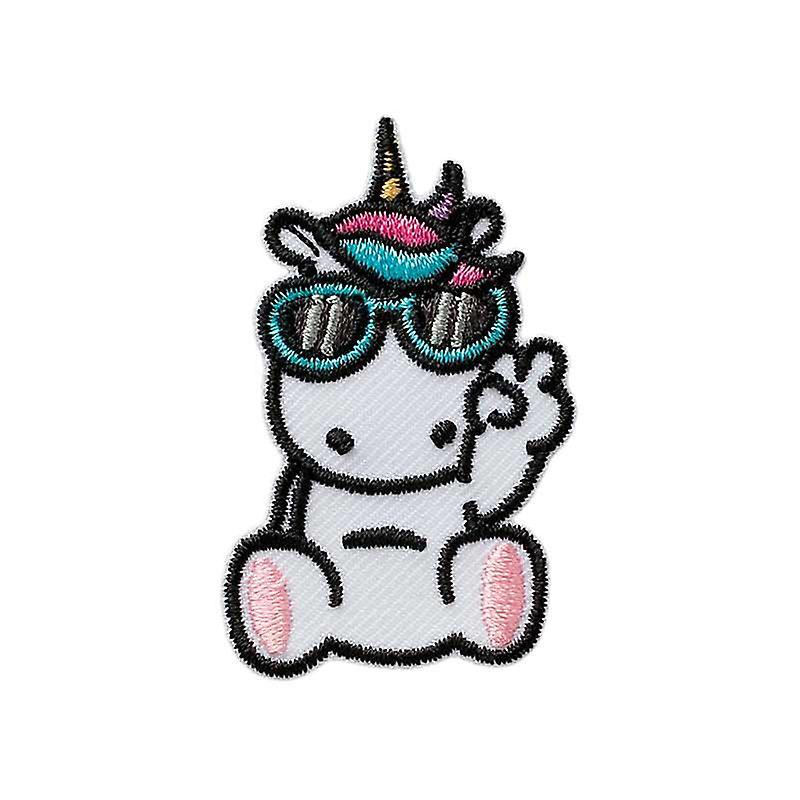 Mono-Quick Unicorn with Glasses Animal - Patch, Iron-on patch, Iron on, Size: 2.9 x 4.8 cm