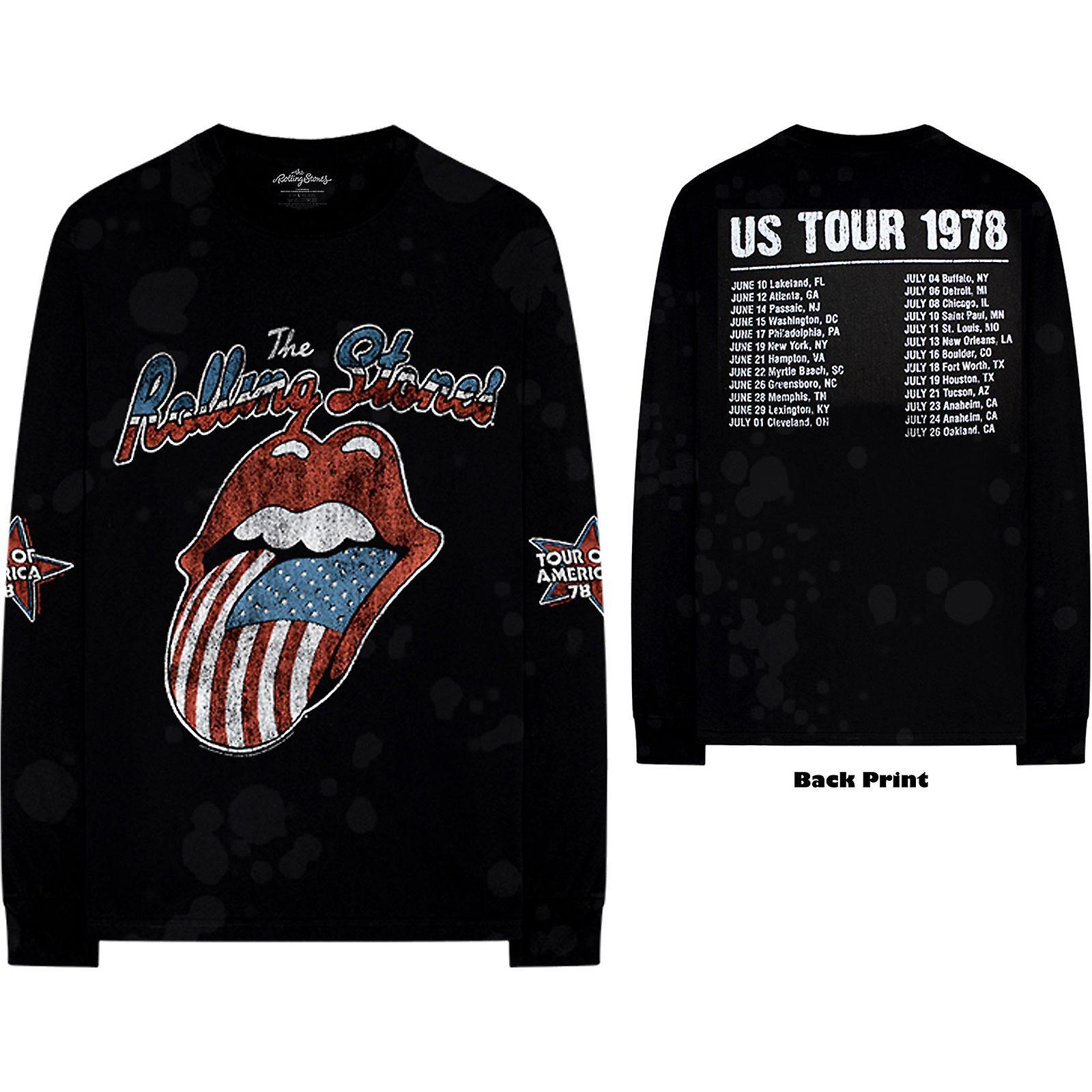 Bitcruncher Longsleeve The Rolling Stones Us Tour '78 Official Tee T-Shirt Mens Black XL