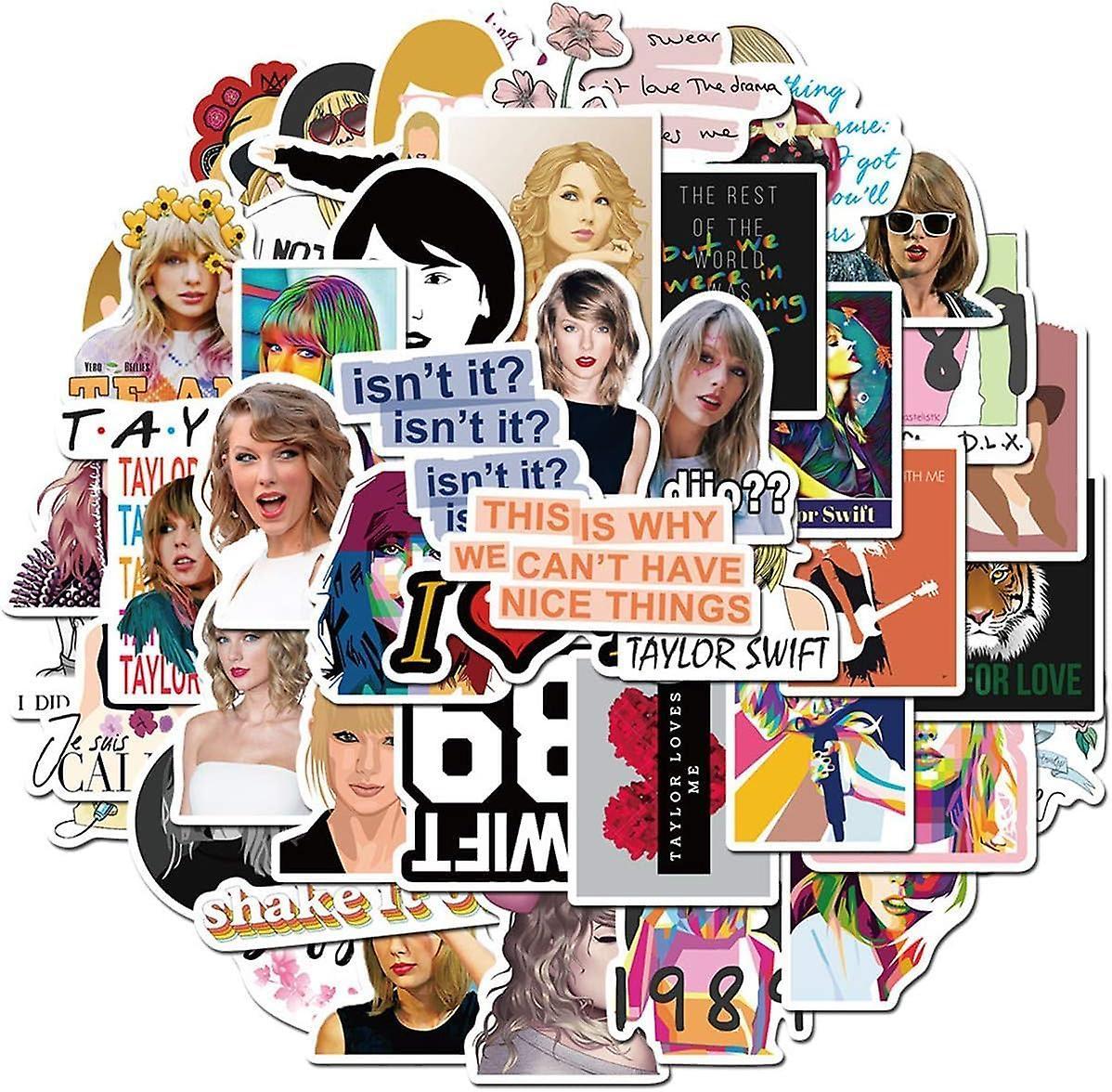 Ubiuo Superstar Singer Taylor Swift Stickers Pack50pcsfor Laptop And Water Bottlecute,waterproof,trendy Stickers For Phone Hydro (taylor Swift)