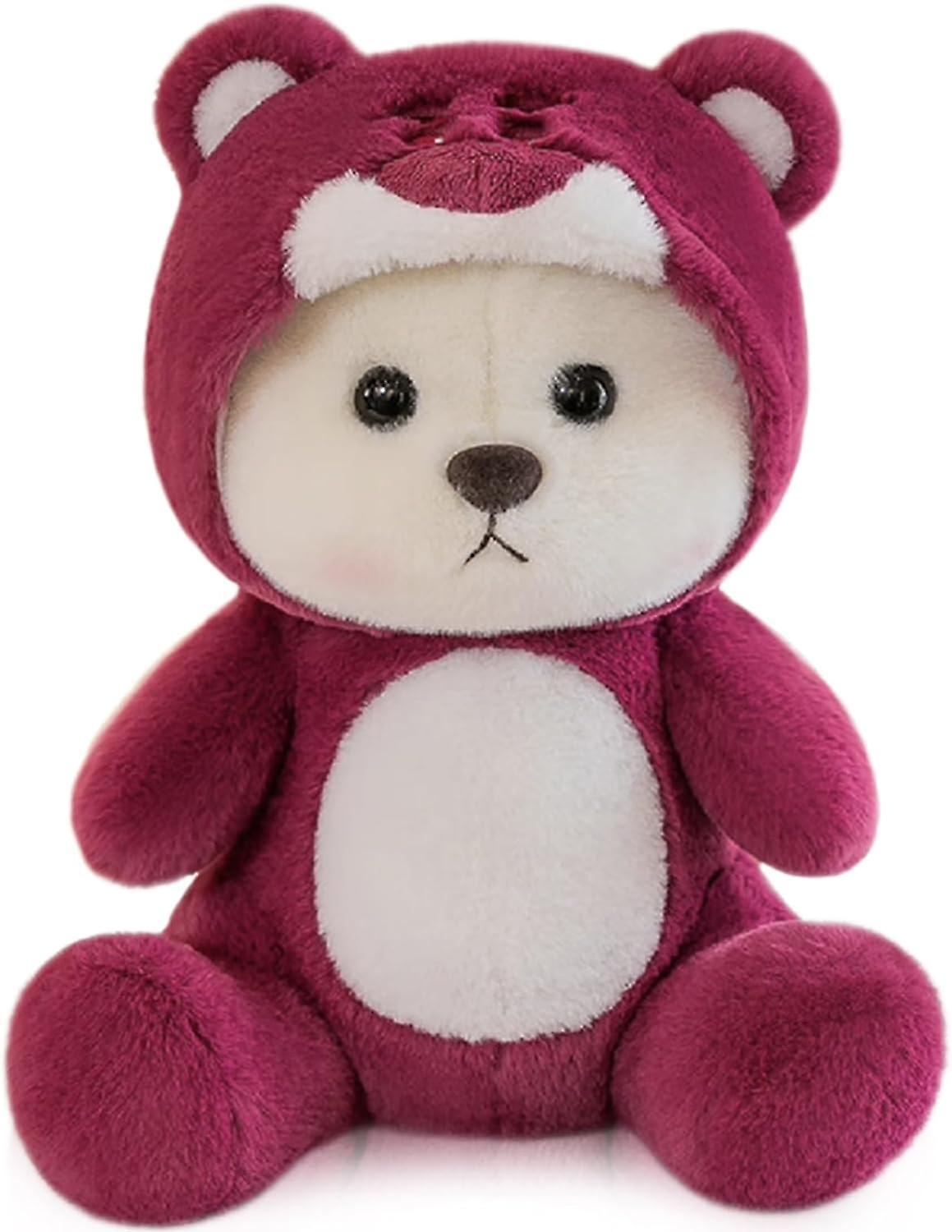 Heyone Pink Bear Stuffed Animal, Bear Stuffed Animal With Removable Hat, Sleep Birthday Gift For Boys And Girls (10.2 Inch)