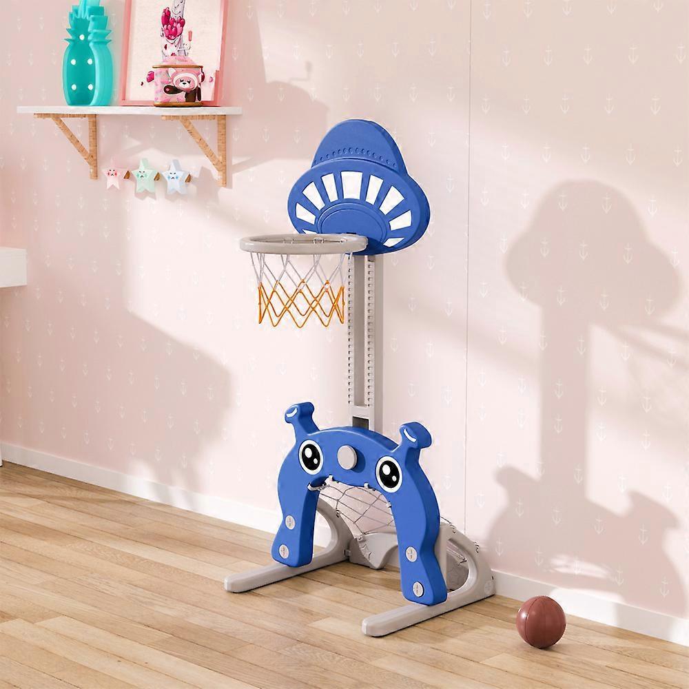 Living And Home 2-in-1 Toddler Basketball Hoop Stand Set Adjustable with Football Goal