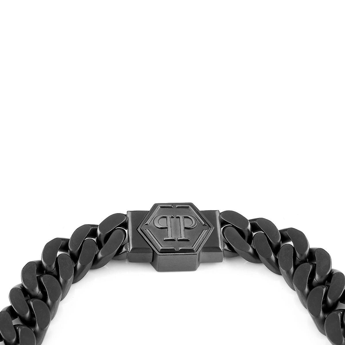 Philipp Plein Men's Chain Necklace Stainless Steel IP Gun HEXAGON PJ7AA02NL Black