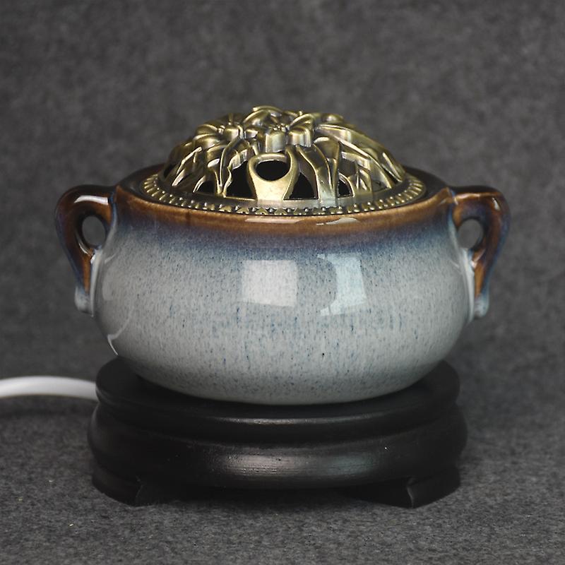 Carrep Yxy Regular Timed Fragrant Stove Double Ear Kin Ceramic Oud Incense Burner 220v Electric Power Incense Censer Essential Oil Lamp B