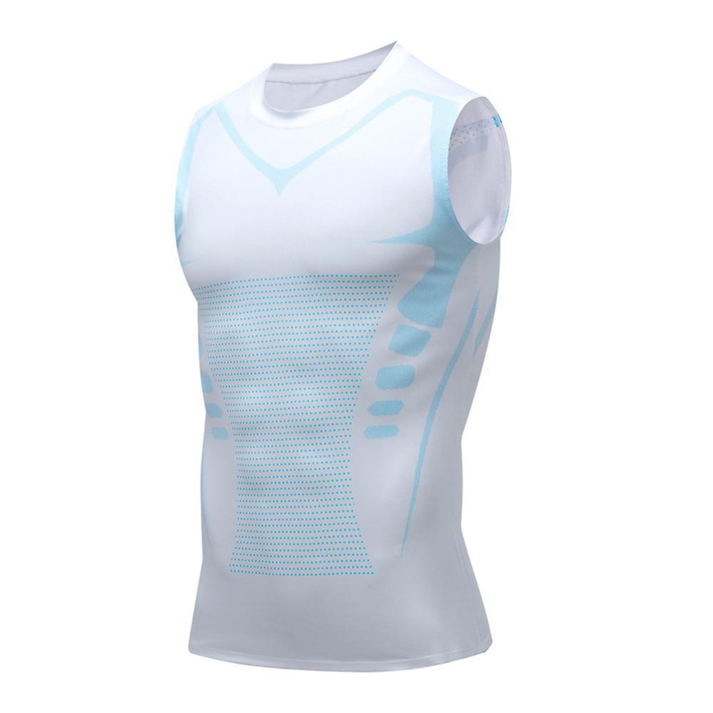 Sevenday Ionic Shaping Vest, Comfortable And Breathable Ice-silk Fabric Tank For Men To Build A Perfect Body White 2 XL