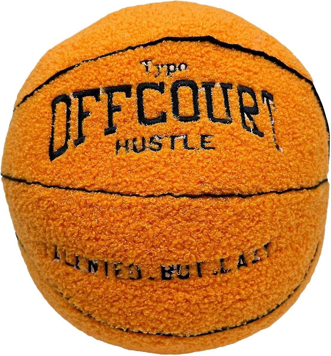 Unbrand Offcourt Basketball Pillow, 25cm Basketball Shaped Pillow Teddy Fleece Embroidered Basketball Throw Pillow Fuzzy Plush Toy Gifts For Kids O...