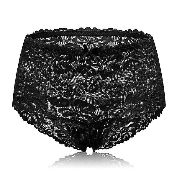 GreenZech High waist hollow lace panties Black 10